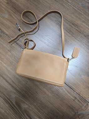 Coach Tan Leather Crossbody Bag with Coach Tag